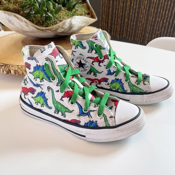 Converse High Top All Star Dinosaur Sneakers | Kids Size 1 - Picture 5 of 11